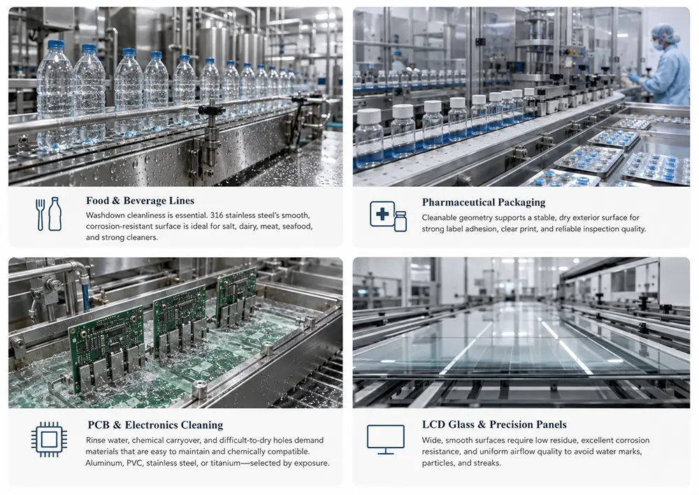 How Air Knife Surface Finish Affects Cleanliness in Sensitive Production Lines